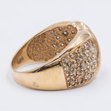 Vintage two-tone 14K gold ring with pavé diamonds, 80s