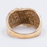 Vintage two-tone 14K gold ring with pavé diamonds, 80s
