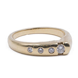 Vintage 14k yellow gold ring with 0.24 ct brilliant cut diamonds, 70s