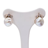 Antique 18k gold earrings with baroque pearls and diamonds, early 1900s