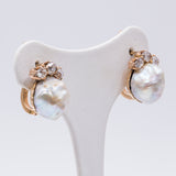 Antique 18k gold earrings with baroque pearls and diamonds, early 900s