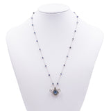 VINTAGE NECKLACE IN 18k WHITE GOLD WITH CABOCHON SAPPHIRE, BRILLIANT-CUT DIAMONDS AND OPALS IN THE CHAIN. 40S