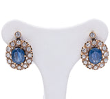 VINTAGE 18K GOLD EARRINGS WITH SAPPHIRE (APPROX. 3.80CTW) & DIAMOND (APPROX. 2.60CTW), 70'S
