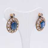 VINTAGE 18K GOLD EARRINGS WITH SAPPHIRE (APPROX. 3.80CTW) & DIAMOND (APPROX. 2.60CTW), 70'S