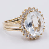 Vintage 14 Karat Gold Aquamarin (3 Karat) & Diamanten (0.44 Karat) Gänseblümchen-Ring, 60er Jahre