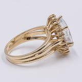 Vintage 14 Karat Gold Aquamarin (3 Karat) & Diamanten (0.44 Karat) Gänseblümchen-Ring, 60er Jahre