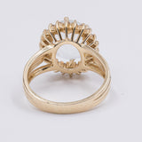 Vintage 14 Karat Gold Aquamarin (3 Karat) & Diamanten (0.44 Karat) Gänseblümchen-Ring, 60er Jahre