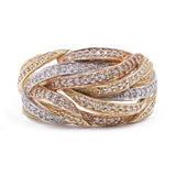 Vintage ring in tricolor 14K gold and diamonds (0.60ctw approx.), 70s