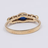 Vintage 14kt yellow gold cabochon sapphire and diamond (0.24ctw) ring, 70s