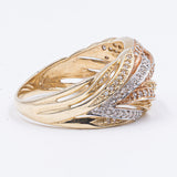 Vintage ring in tricolor 14K gold and diamonds (0.60ctw approx.), 70s