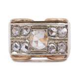 Bague vintage en or 18 carats avec diamants taillés en rose, années 40