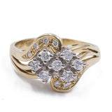 Vintage 14k yellow gold ring with brilliant cut diamonds (0.50ctw), 70s