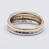 Zweifarbiger Vintage-Ring aus 14 Karat Gold mit 0.23 ct Diamant in der Mitte, 80er