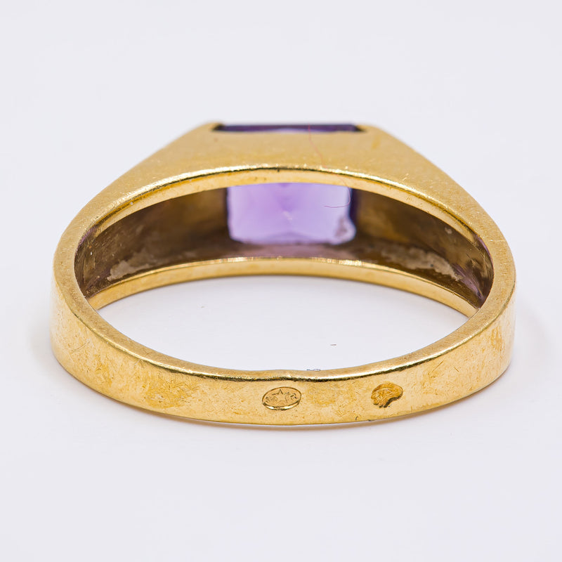 Bague En Or Jaune 18k Avec Améthyste - Taille 52 - Style Marquise - Occasion