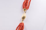 Vintage 18k yellow gold torchon necklace with coral, 80s