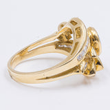 Anello vintage in oro giallo 18k con zaffiro centrale (1.2ct) e diamanti (1.5ct), anni '70