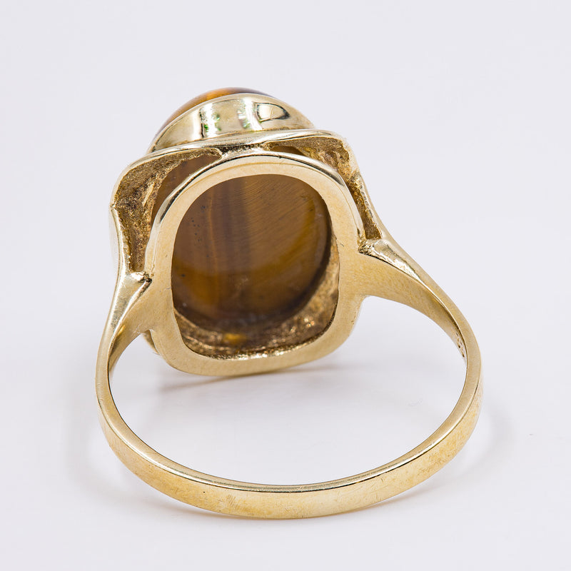 Anello vintage in oro 8k con occhio di tigre, anni '70