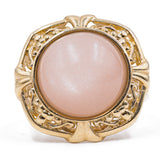 Anello vintage in oro giallo 9k con pietra rosa, anni '70