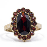 Anello vintage con granati in oro giallo 8k, anni '60