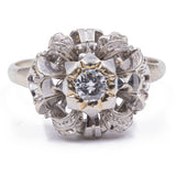 Antique 18k white gold ring with 0.30ct diamond, 30s / 40s