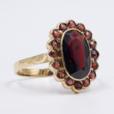 Anello vintage con granati in oro giallo 8k, anni '60
