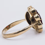 Anello vintage in oro 8k con granati, anni '70