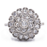 Vintage 18k White Gold Rose Cut Diamond "Patch" Ring, 30s/40s