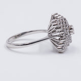 Vintage 18k white gold ring with brilliant cut diamond (0.20 ct) and 52 huit-huit cut