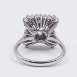 Vintage 18k white gold ring with brilliant cut diamond (0.20 ct) and 52 huit-huit cut