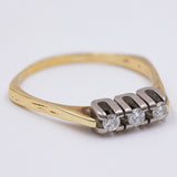 Vintage-Trilogie-Ring aus zweifarbigem 14-karätigem Gold mit Diamanten (0.18 Karat), 70er