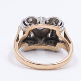 Art Deco ring in 18K gold and silver with diamonds (central approx.0.30ct), 30s / 40s