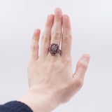 ANTIQUE RING IN 12K GOLD AND SILVER WITH DIAMONDS AND RUBIES, EARLY 1900s