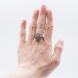 Vintage 18k white gold ring with brilliant cut diamond (0.20 ct) and 52 huit-huit cut