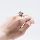 Vintage 18k white gold ring with brilliant cut diamond (0.20 ct) and 52 huit-huit cut