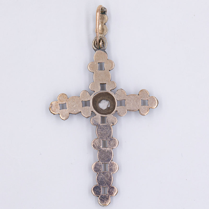 Silver cross pendant with rosette cut diamonds, early 19th century