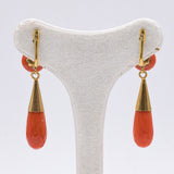 Red coral earrings in 18k yellow gold, 50s