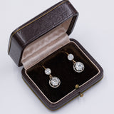 Antique gold and silver earrings with old cut diamonds (4.50ctw), 10s