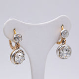 Antique gold and silver earrings with old cut diamonds (4.50ctw), 10s