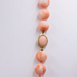 Vintage necklace in pink coral and 18k yellow gold, 60s