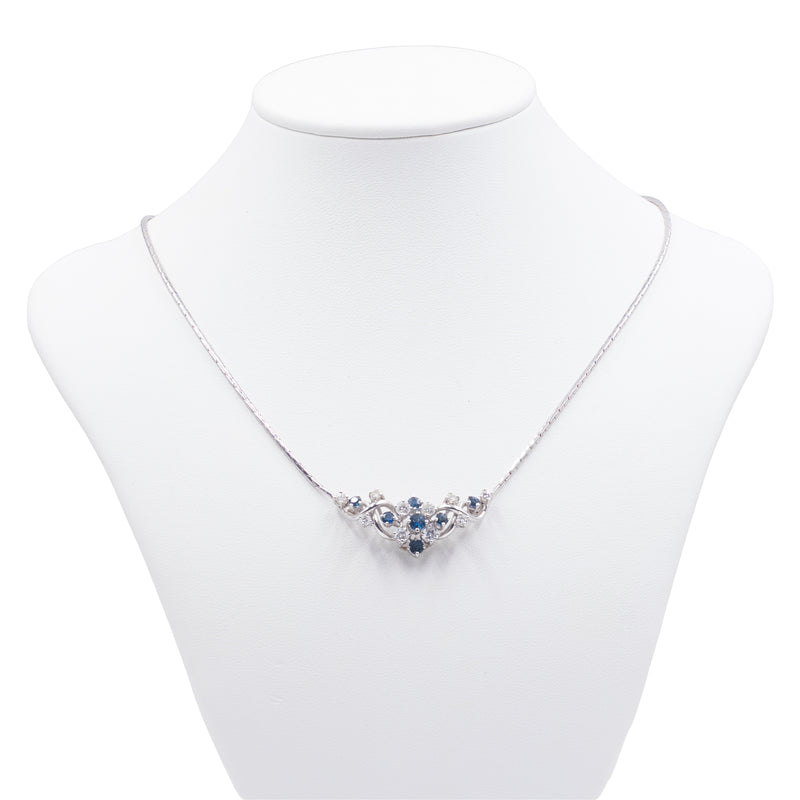 Vintage 14kt gold necklace with diamonds (0.80ct) and sapphires, 1960s