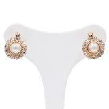 Orecchini a clip in oro 18K con rosette di diamante e perle, primi del '900