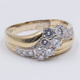 Vintage 14kt yellow gold ring with brilliant cut diamonds (1ct), 1970s