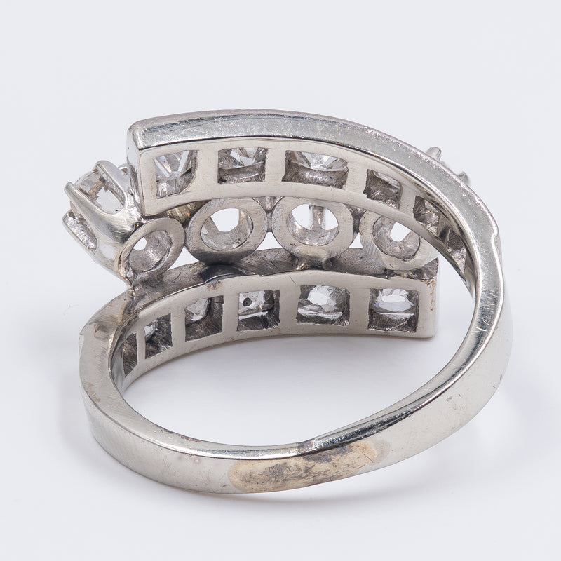 Antique 18k white gold ring with diamonds (1.30 ct), 1930s / 1940s