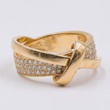 Vintage ring in 18k gold with pave diamonds (0.56ctw), 70s