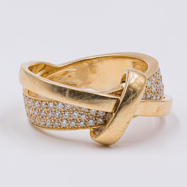 Anello vintage in oro 18k con pavè di diamanti (0.56ctw), anni '70
