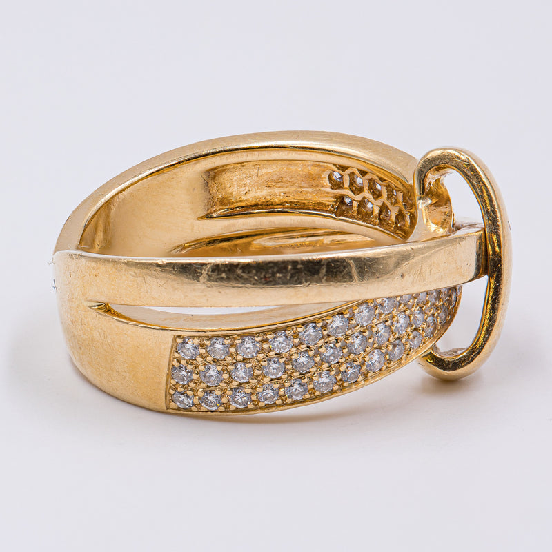 Anello vintage in oro 18k con pavè di diamanti (0.56ctw), anni '70