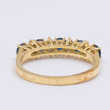 Винтажное кольцо из 18-каратного желтого золота с сапфирами и бриллиантами, 60-е/70-е годы