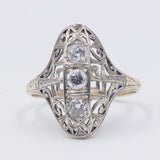 Art Nouveau gold ring with 3 diamonds (0.70ctw), 20s