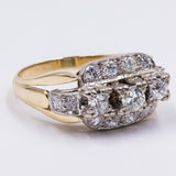Bague vintage en or jaune 14 carats et diamants taille brillant (1ctw), années 50