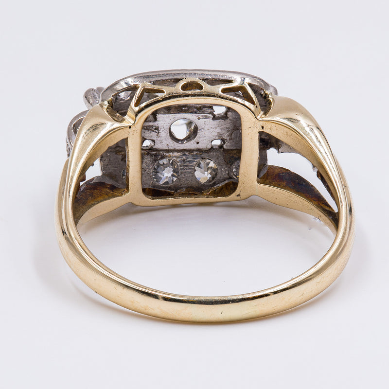 Anello vintage in oro giallo 14k e diamanti taglio brillante (1ctw), anni '50